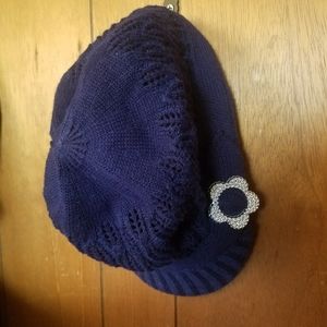 Y2K Blue Knit Baker Boy Hat